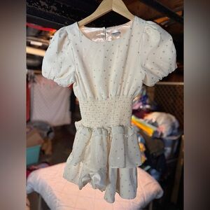 Habitual White Smocked Puff Sleeve Blouse